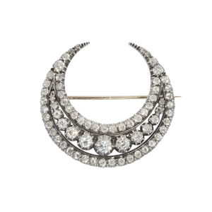 Victorian 4 Carat Old Cut Diamond Crescent Brooch - Charlotte Sayers