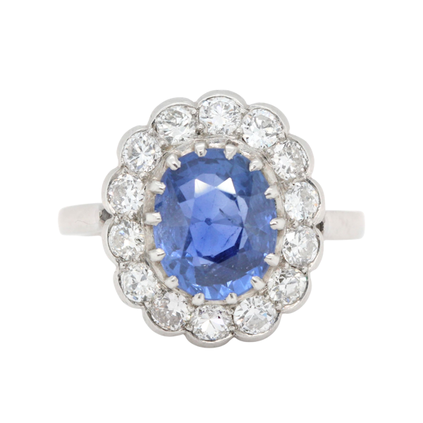 Edwardian Sapphire and Diamond Cluster Ring - Charlotte Sayers - image 1