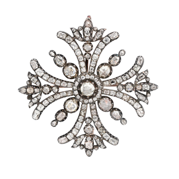 Victorian Diamond Maltese Cross Pendant / Brooch - Charlotte Sayers - image 1