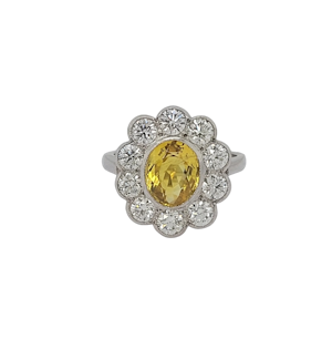 Yellow sapphire and diamond engagement ring sku 8795 DBGEMS
