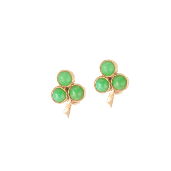 Pair of 1960s Jade and 9ct Gold Stud Earrings - image 1