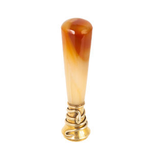 Victorian Agate & Bloodstone Desk Seal with Snake in 15ct Gold Engraved 'Peace To My Friend'