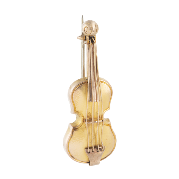 Victorian 9ct Gold Violin Brooch, Chester 1887 - image 1