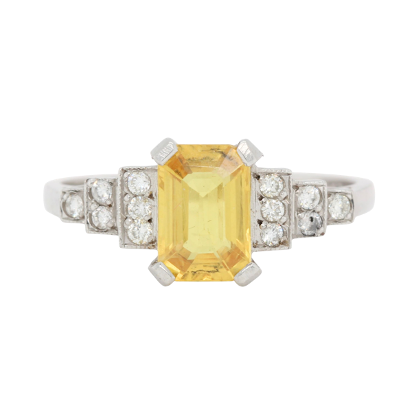 Vintage Yellow Sapphire and Diamond Ring - Charlotte Sayers - image 1