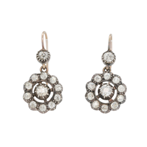 Victorian Collet Set Old Mine Cut Diamond Drop Earrings - Charlotte Sayers