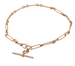 9ct Trombone Link Albert Chain - Spectrum Antiques