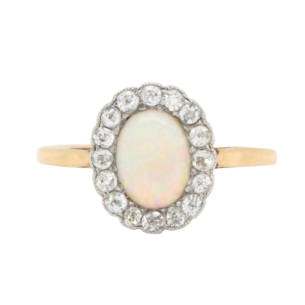 Edwardian Opal and Diamond Cluster Ring - Charlotte Sayers - image 1