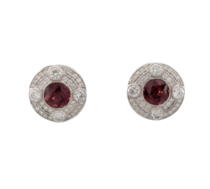 Diamond and Garnet Stud Earrings - Spectrum Antiques
