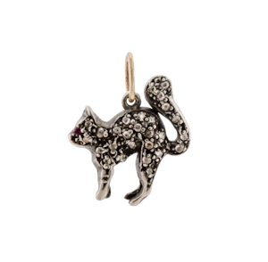 Silver Set Diamond Cat Pendant - Spectrum Antiques