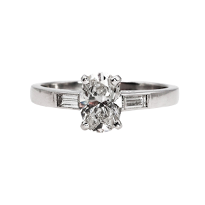 Modern Oval Diamond and Platinum Solitaire Ring 0.91 Carats
