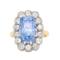 Edwardian Sri Lankan Sapphire and Diamond Cluster Ring - image 1