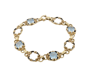 14ct Aquamarine & Enamel Art Deco Bracelet - Spectrum Antiques