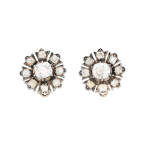 Victorian Old Mine Cut Diamond Stud Flower Earrings - Charlotte Sayers