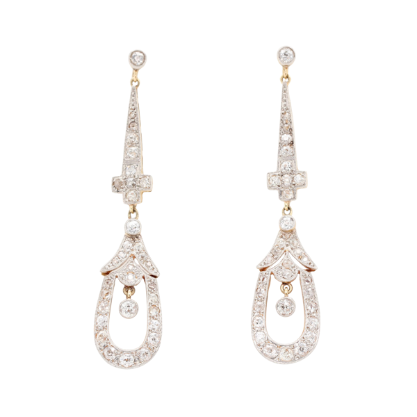 Art Deco Diamond Drop Earrings - Charlotte Sayers - image 1