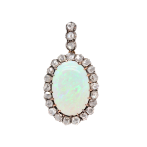 Victorian Opal and Rose Cut Diamond Pendant - Charlotte Sayers
