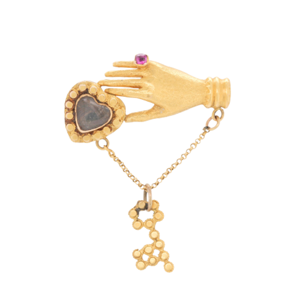 Victorian Locket Hand Brooch - Charlotte Sayers - image 1