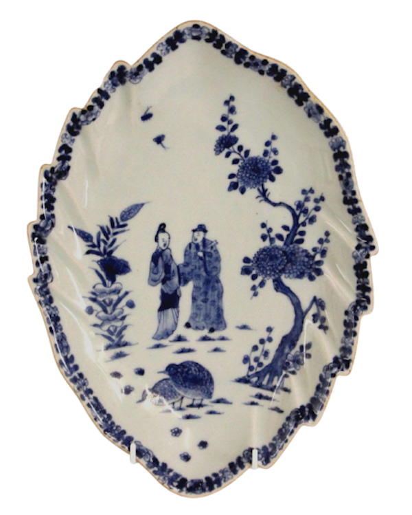 A CHINESE BLUE AND WHITE LEAF-SHAPED DISH - image 1