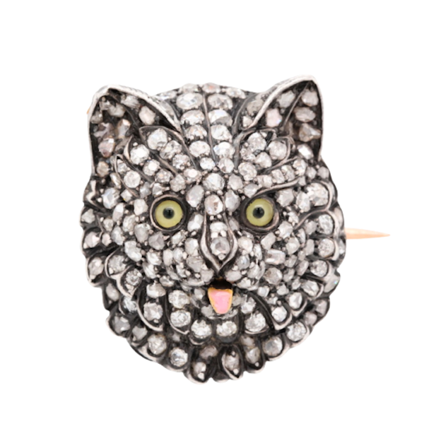 Victorian Diamond Cat Brooch - Charlotte Sayers - image 1