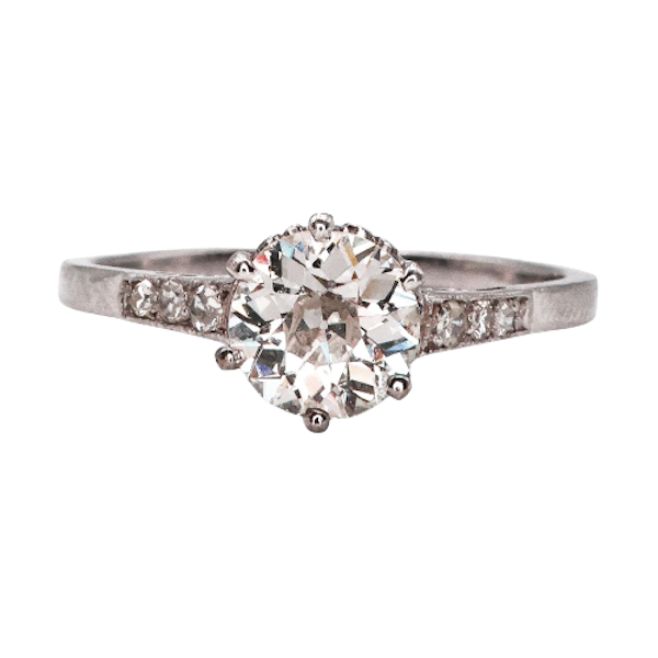 Art Deco Single Stone Diamond and Platinum Ring, 0.84ct, Circa 1930 - image 4