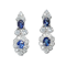 Vintage Sapphire Diamond and White Gold Cluster Drop Earrings, Circa 1960 - image 1