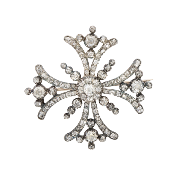 Maltese diamond Cross Brooch - Charlotte Sayers - image 1