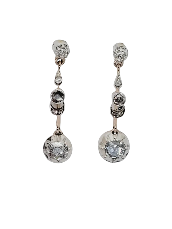 Antique diamond drop earrings sku 8819 DBGEMS - image 1