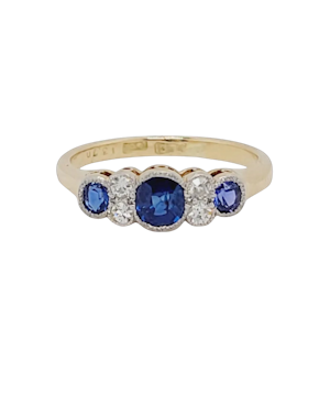 Sapphire and diamond antique ring sku 8823 DBGEMS