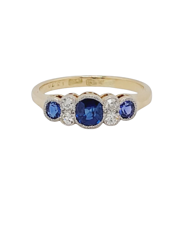 Sapphire and diamond antique ring sku 8823 DBGEMS - image 1