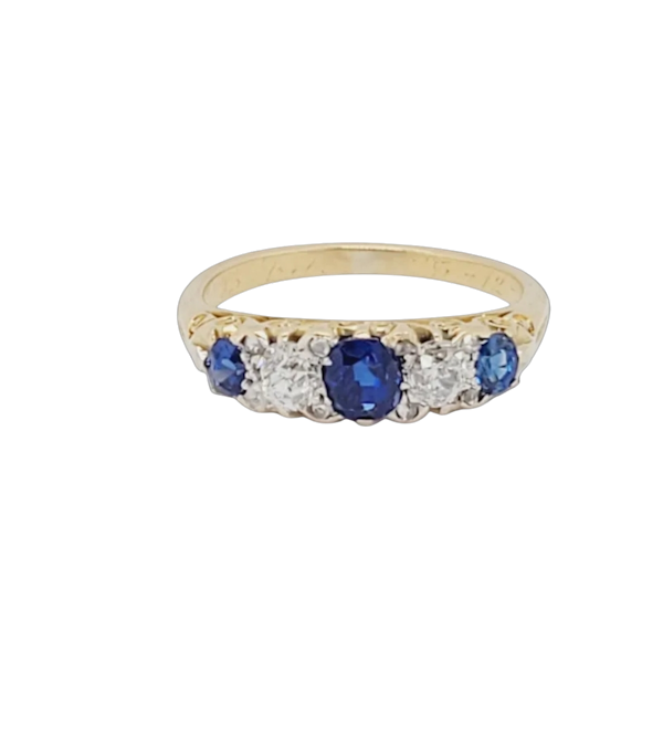 Antique sapphire and diamond engagement ring sku 8824 DBGEMS - image 1
