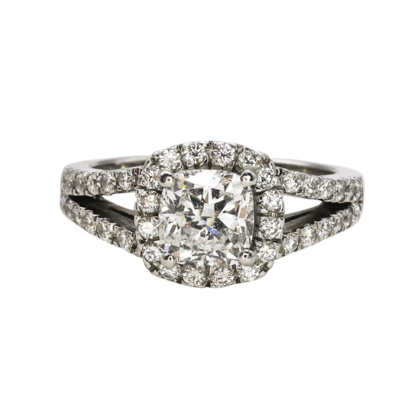 1.01ct D SI1 Cushion Diamond Platinum Ring - image 4