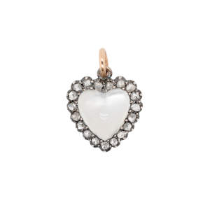 Victorian Moonstone and Diamond Heart Pendant - Charlotte Sayers