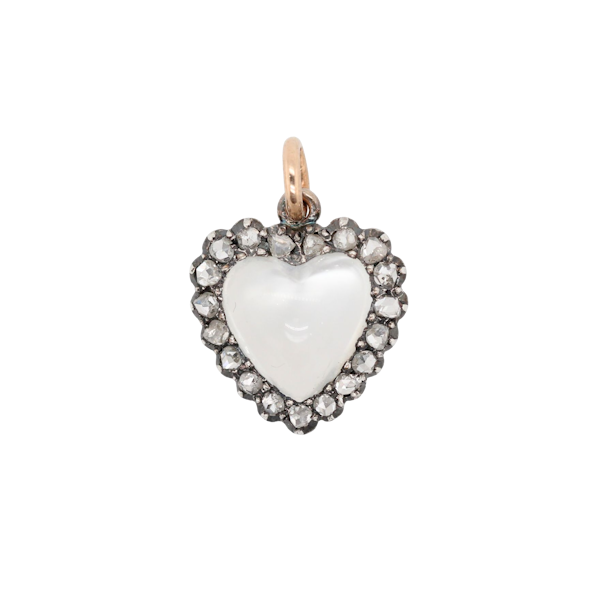 Victorian Moonstone and Diamond Heart Pendant - Charlotte Sayers - image 1