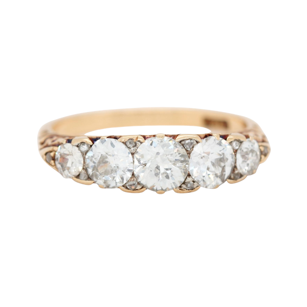 Victorian Old Mine Cut Five Stone Diamond Ring - Charlotte Sayers - image 3