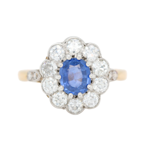 Sri Lankan Sapphire and Diamond Cluster Ring - Charlotte Sayers