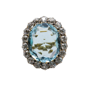 Vintage Aquamarine, Diamond and 18ct Gold Cluster Ring, 14.00 Carats