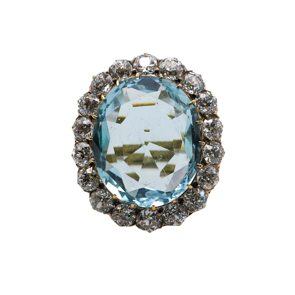Vintage Aquamarine, Diamond and 18ct Gold Cluster Ring, 14.00 Carats - image 1