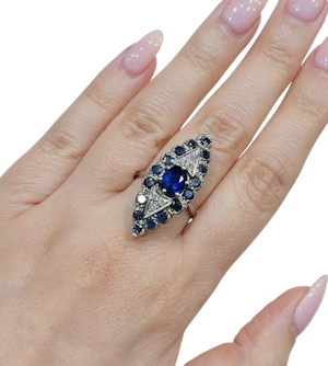 Sapphire & Diamond Eye ring 18K White gold