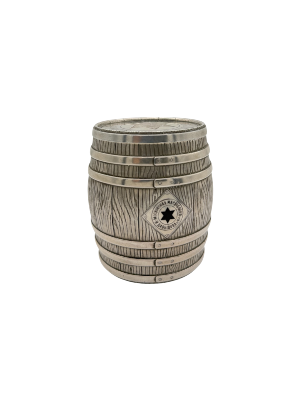 Russian silver and enamel trompe l'oeil barrel box, Moscow, c.1880 by Khlebnikov. - image 1