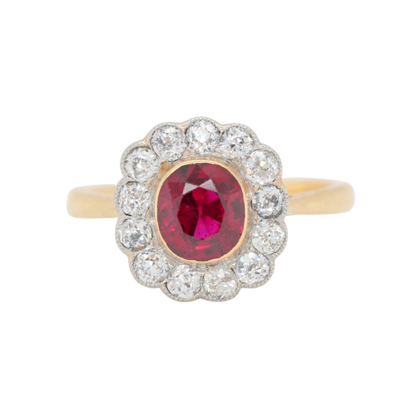 Vintage Ruby and Diamond Old Cut Cluster Ring - Charlotte Sayers - image 1