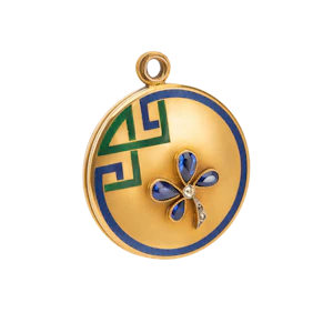 Victorian Sapphire & Diamond Sliding 18ct Gold Locket Pendant in Original Box