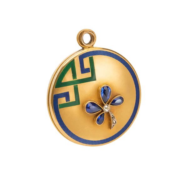 Victorian Sapphire & Diamond Sliding 18ct Gold Locket Pendant in Original Box - image 1