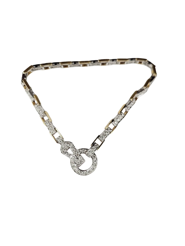 Unusual bi colour gold diamond tennis bracelet sku 8862 DBGEMS - image 1