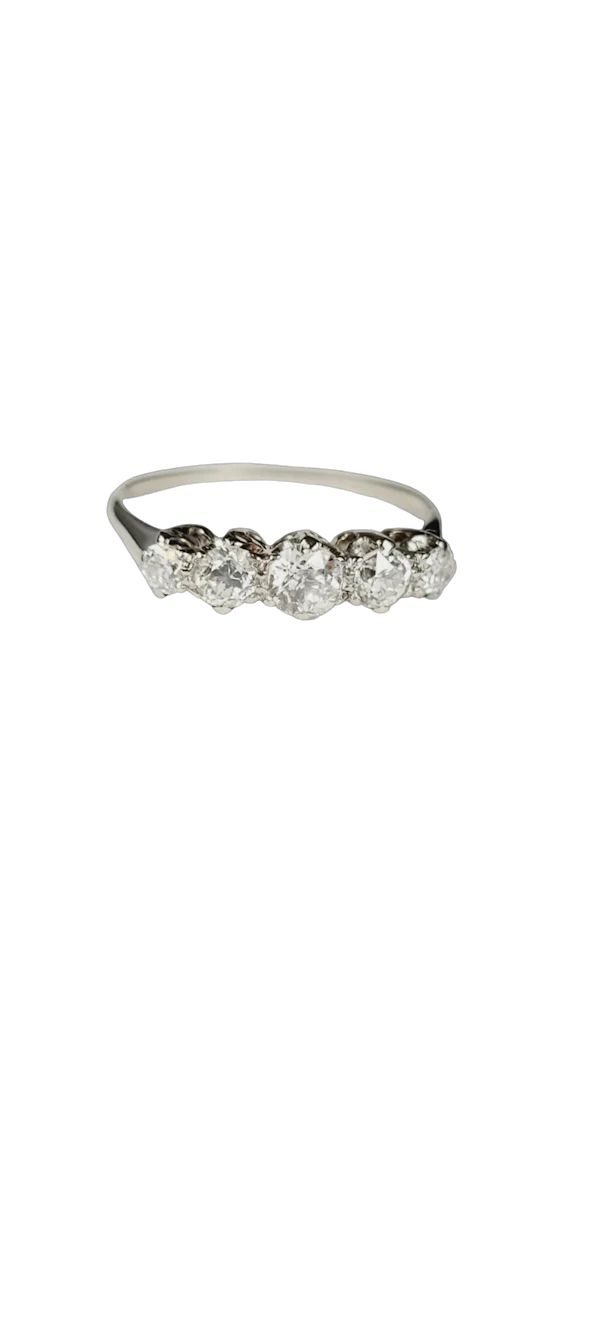 Art deco antique old cut diamond five stone ring sku 8860 DBGEMS - image 1