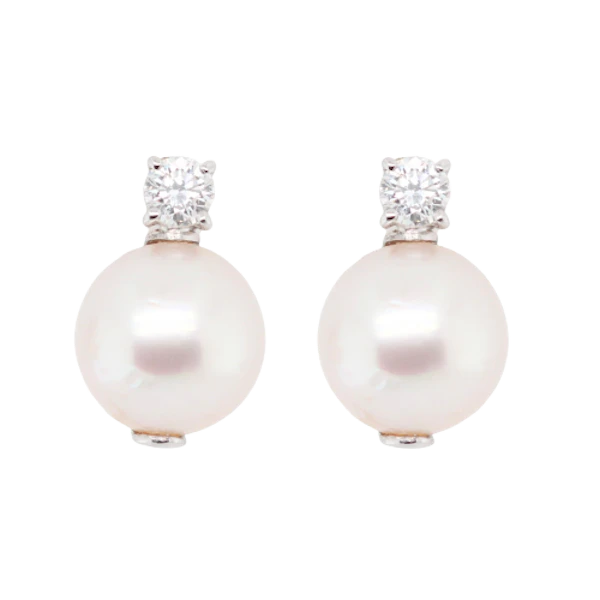 Vintage Pearl and Diamond Earrings - Charlotte Sayers - image 1