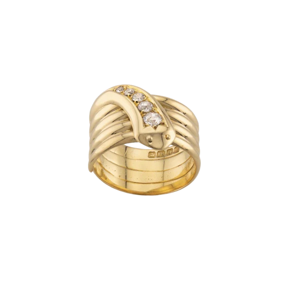 18ct Coiled Diamond Snake Ring - image 1