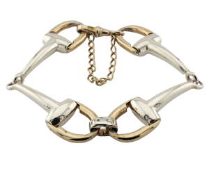 Two Tone 9ct Gold Stirrup Bracelet - Spectrum Antiques