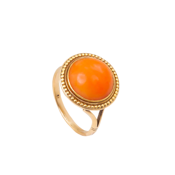 Victorian Coral 15ct Gold Ring - image 1