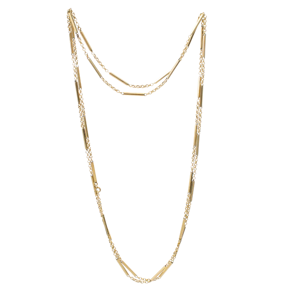 Victorian Gold Bar Link Guard Chain - image 4