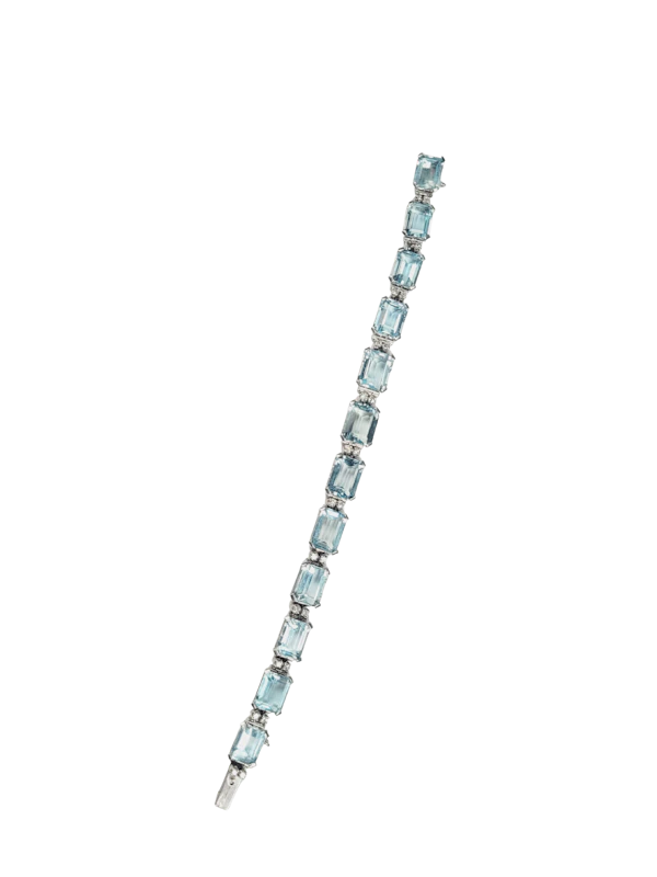 Art deco aquamarine and diamond bracelet sku 8890 DBGEMS - image 1