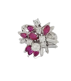 Cool sputnik 1960's ruby and diamond dress ring sku 8883 DBGEMS